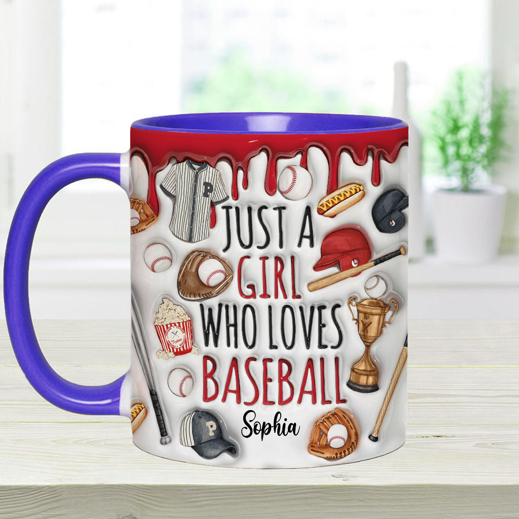 Just A Girl Who Loves Baseball - Personalized Baseball Accent Mug