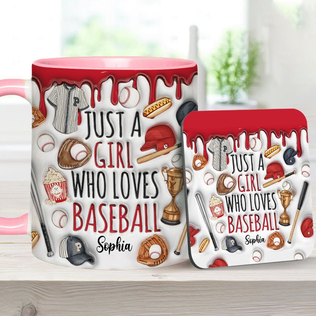 Just A Girl Who Loves Baseball - Personalized Baseball Accent Mug