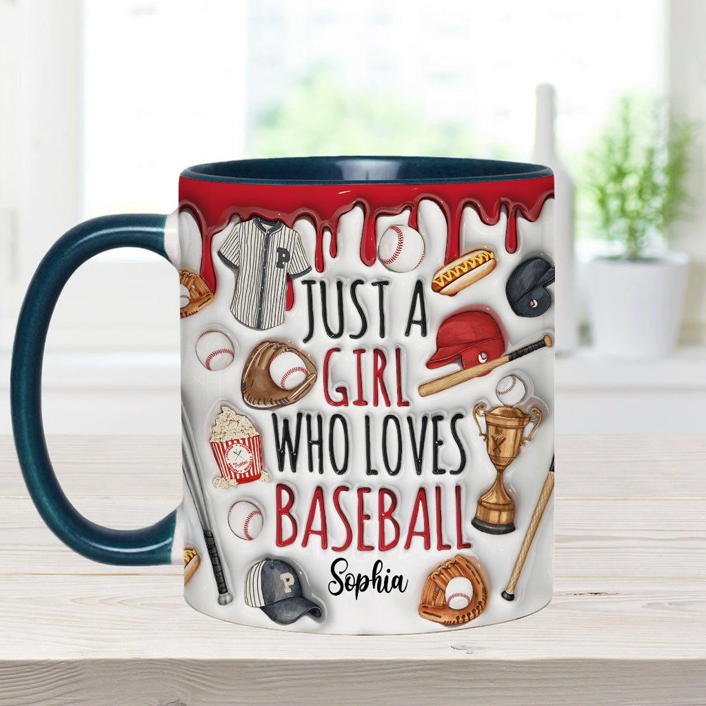 Just A Girl Who Loves Baseball - Personalized Baseball Accent Mug