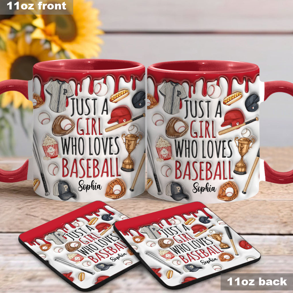 Just A Girl Who Loves Baseball - Personalized Baseball Accent Mug
