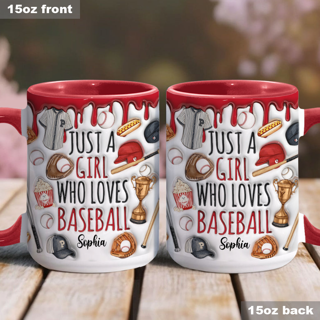 Just A Girl Who Loves Baseball - Personalized Baseball Accent Mug