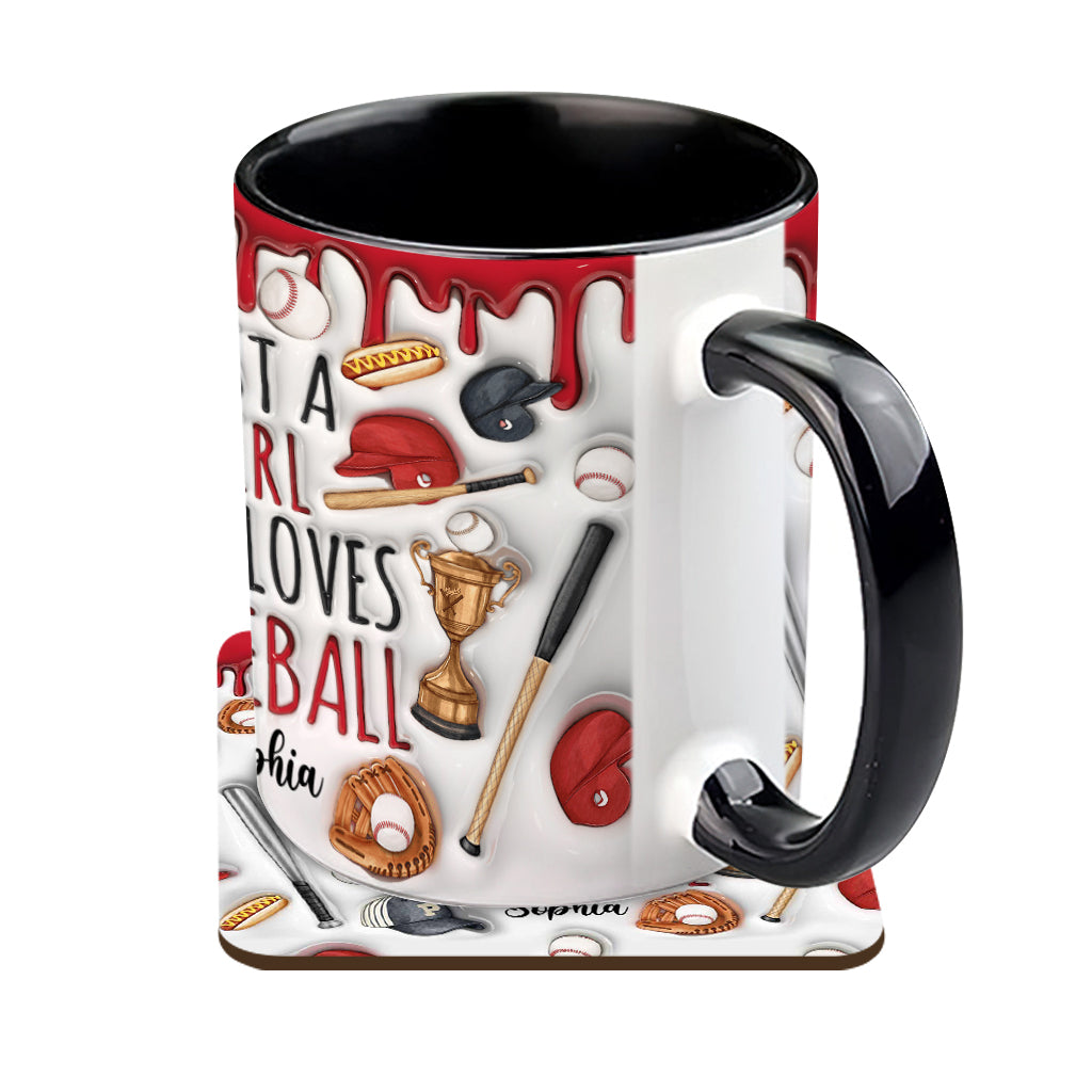 Just A Girl Who Loves Baseball - Personalized Baseball Accent Mug