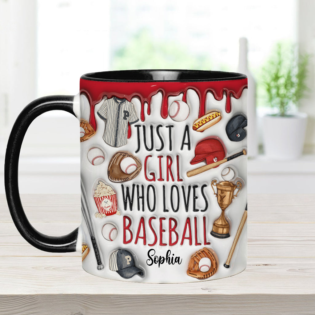 Just A Girl Who Loves Baseball - Personalized Baseball Accent Mug