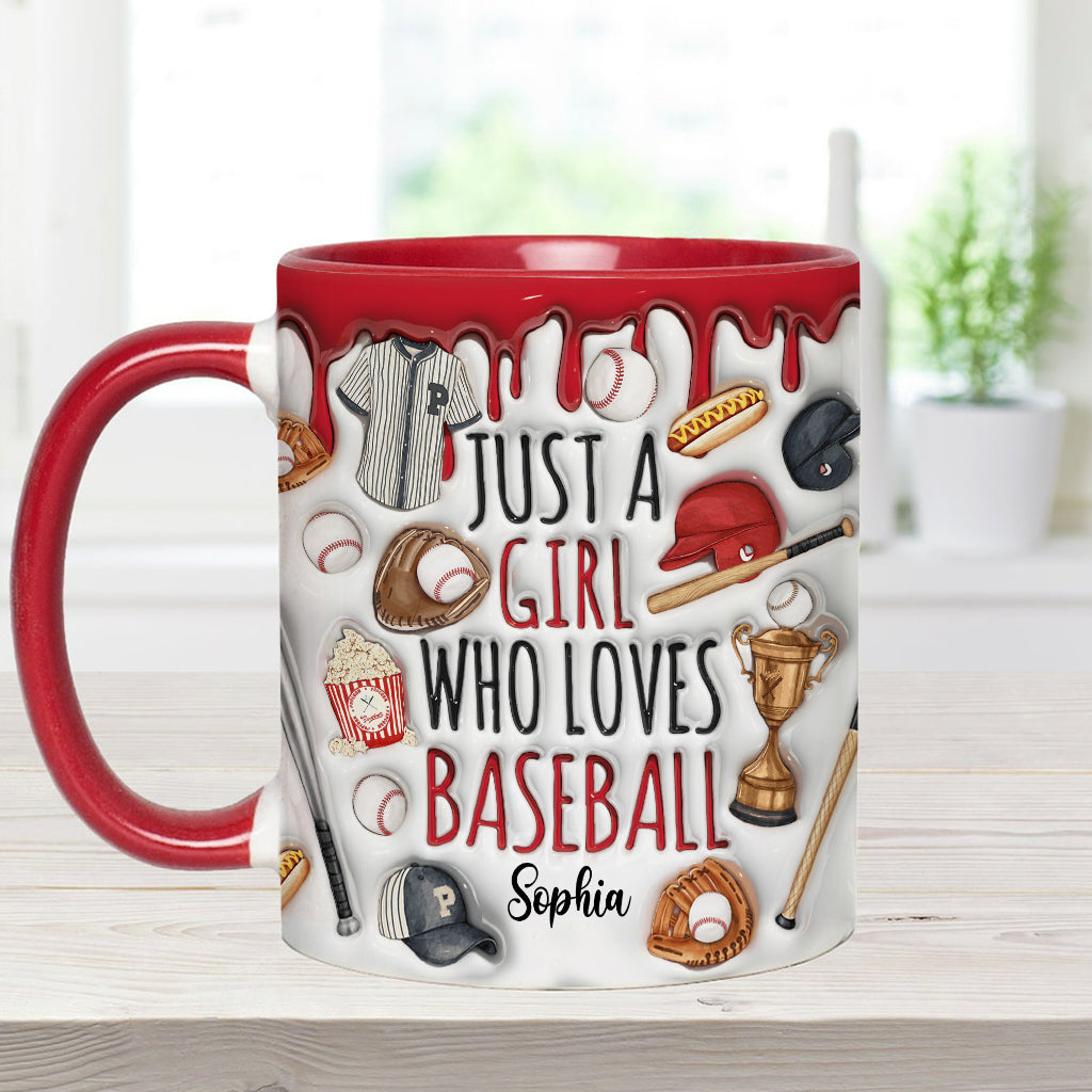 Just A Girl Who Loves Baseball - Personalized Baseball Accent Mug