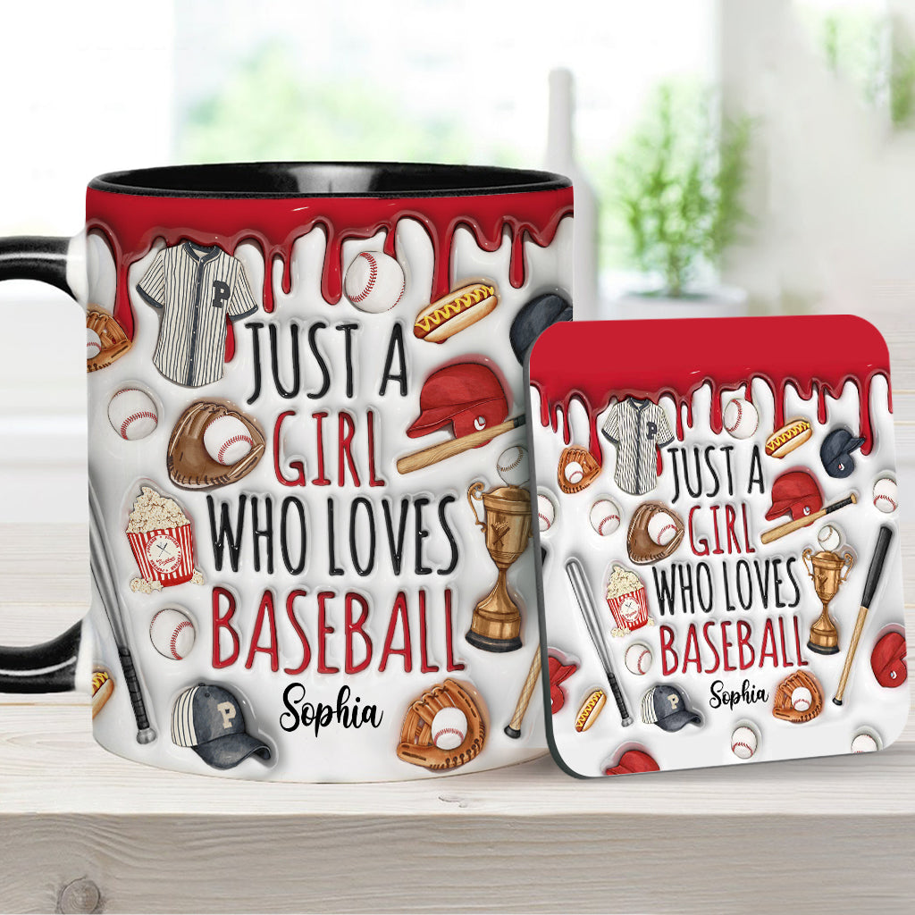 Just A Girl Who Loves Baseball - Personalized Baseball Accent Mug