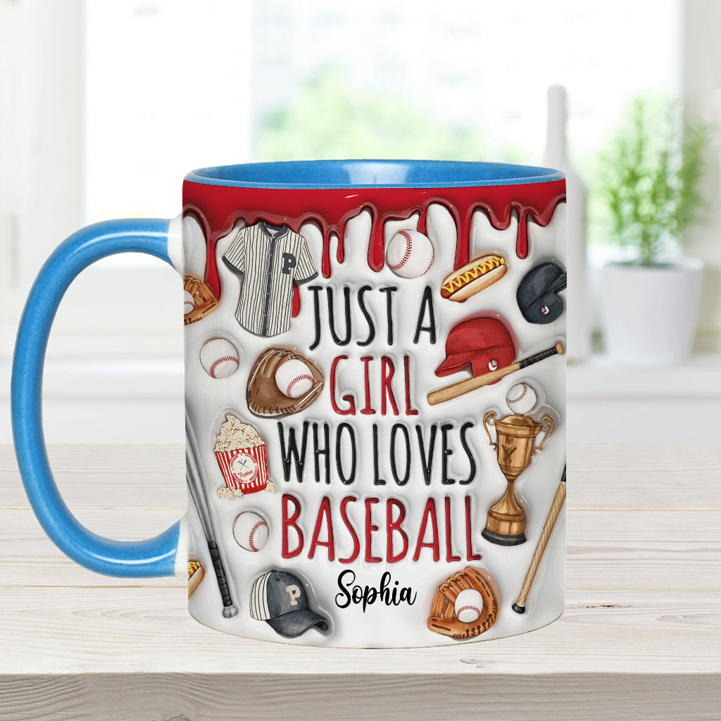 Just A Girl Who Loves Baseball - Personalized Baseball Accent Mug
