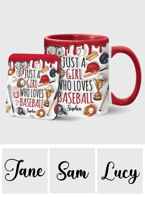 Just A Girl Who Loves Baseball - Personalized Baseball Accent Mug