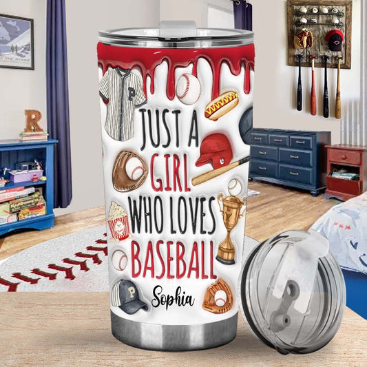 Just A Girl Who Loves Baseball - Personalized Baseball Tumbler