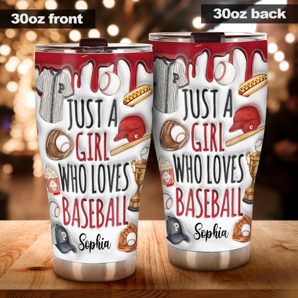 Just A Girl Who Loves Baseball - Personalized Baseball Tumbler