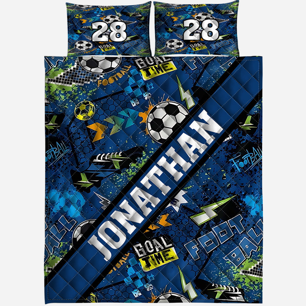 Goal Time - Personalized Soccer Quilt Set