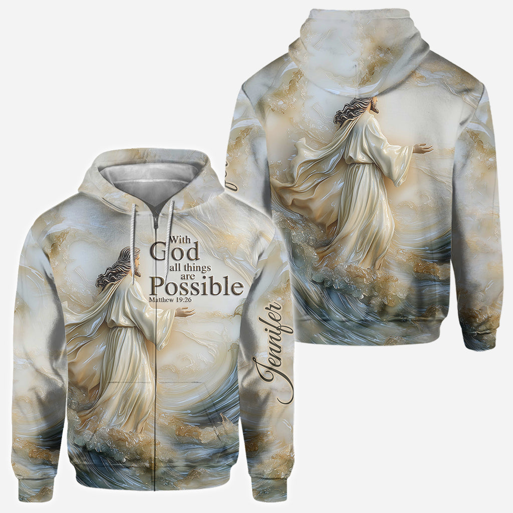 With God All Things Are Possible - Personalized Christian All Over Shirt