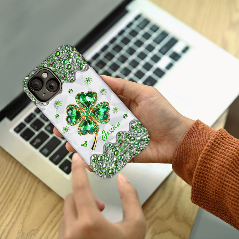 Lucky Four-Leaf Clover - Personalized Saint Patrick's Day Full Print Phone Case