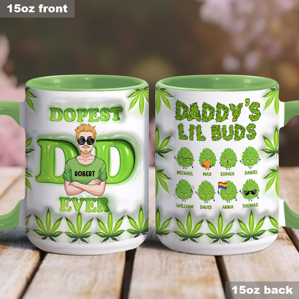 Daddy's Lil Buds World's Dopest Dad - Personalized Father Accent Mug