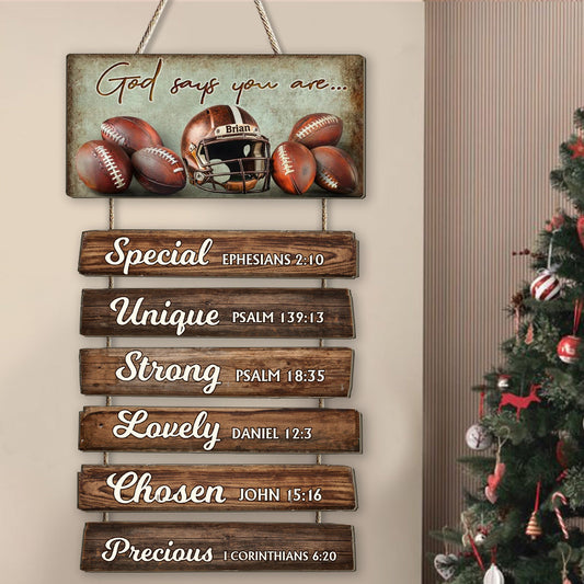 God Says You Are... - Personalized Football Pallet Wood Sign