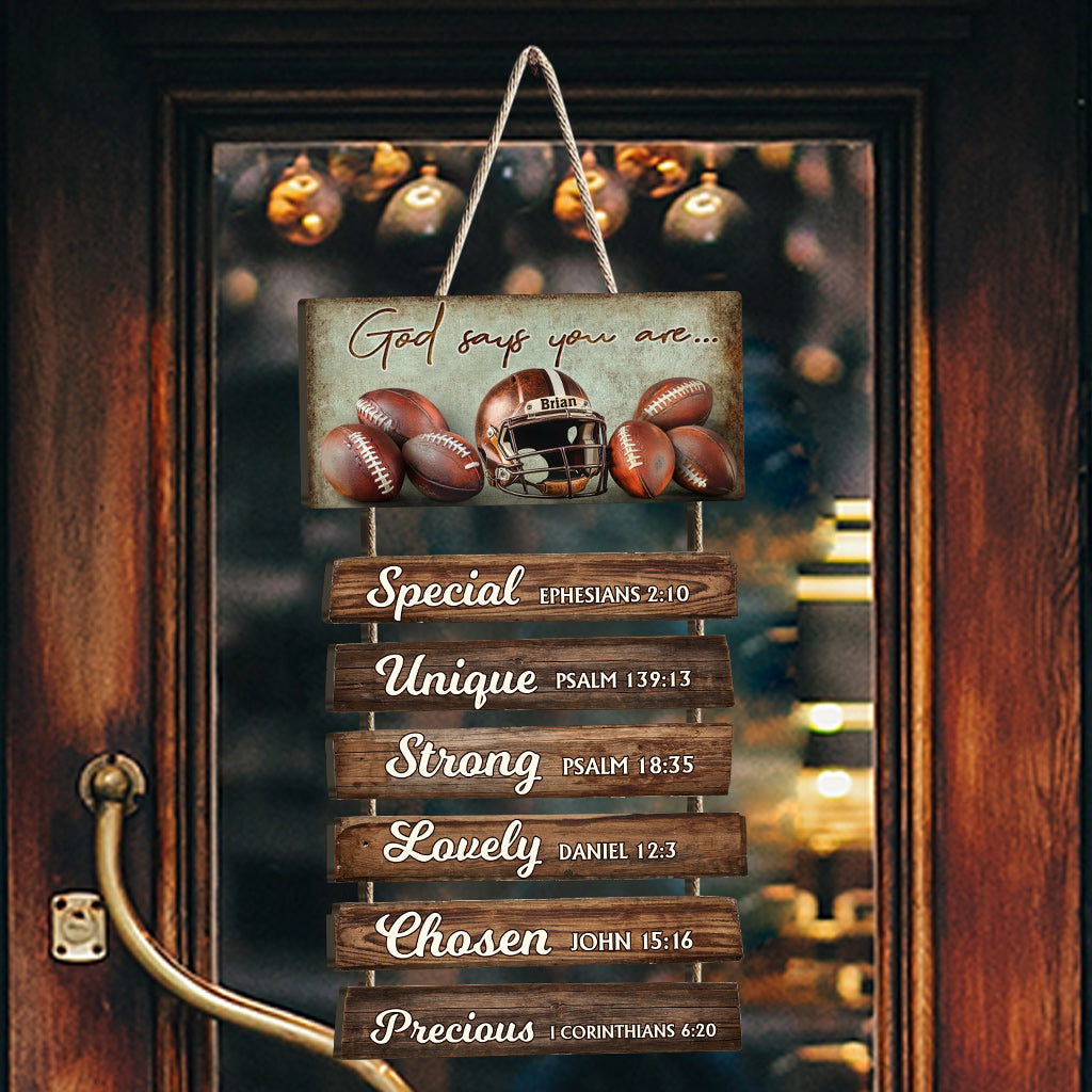 God Says You Are... - Personalized Football Pallet Wood Sign