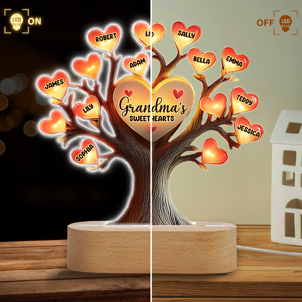 Grandma's Sweethearts - Personalized Grandma Shaped Plaque Light Base