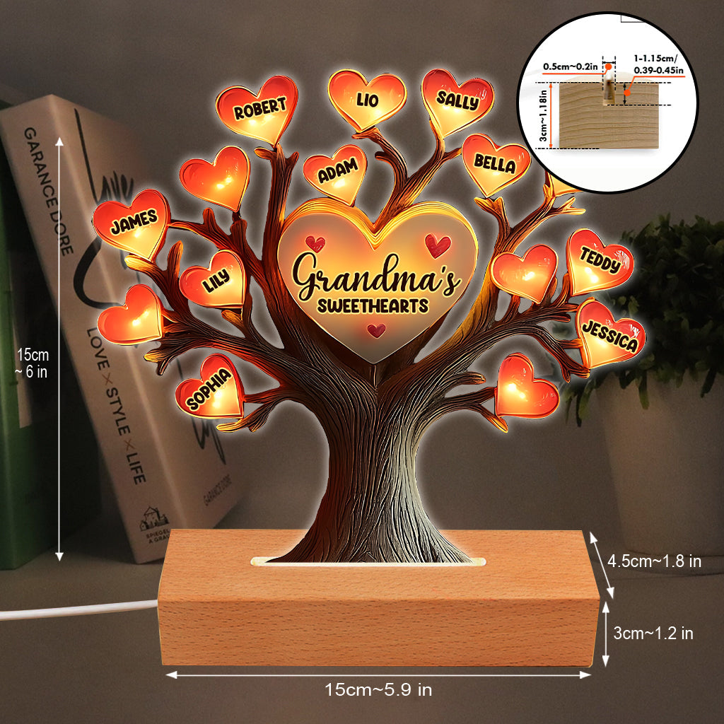 Grandma's Sweethearts - Personalized Grandma Shaped Plaque Light Base