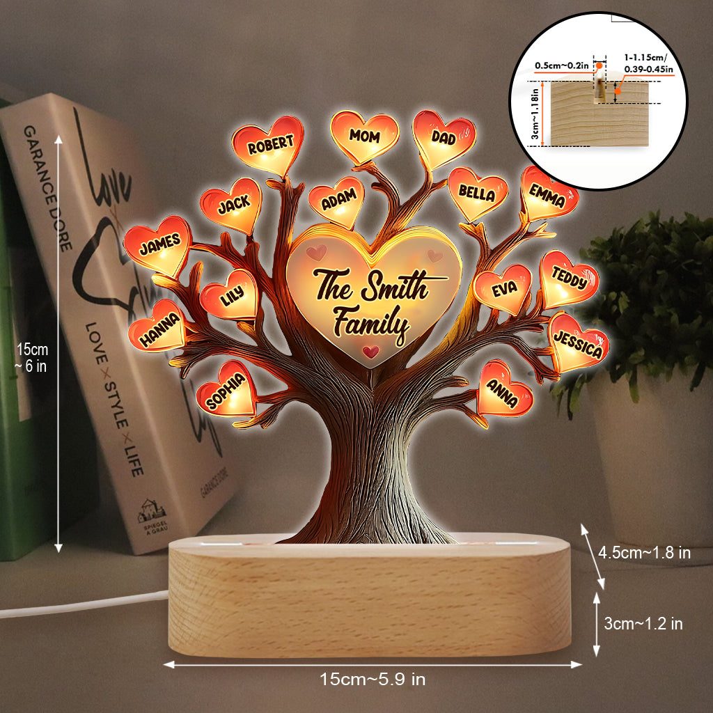 Family Tree - Personalized Family Shaped Plaque Light Base