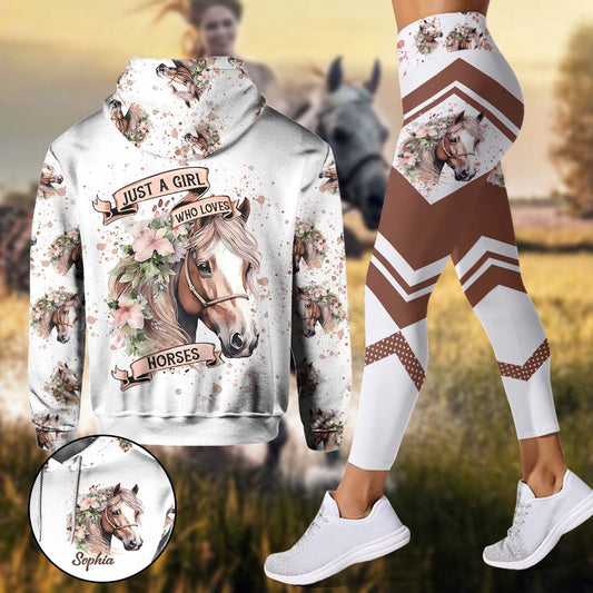 Just A Girl Who Loves Horses - Personalized Horse Hoodie and Leggings