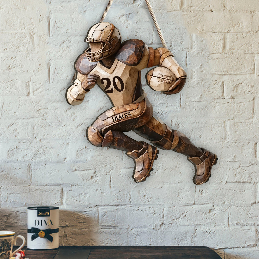 Strong One - Personalized Football Custom Shaped Wood Sign