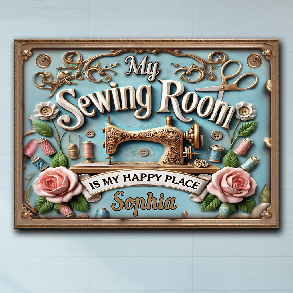 My Sewing Room - Personalized Sewing Rectangle Metal Sign