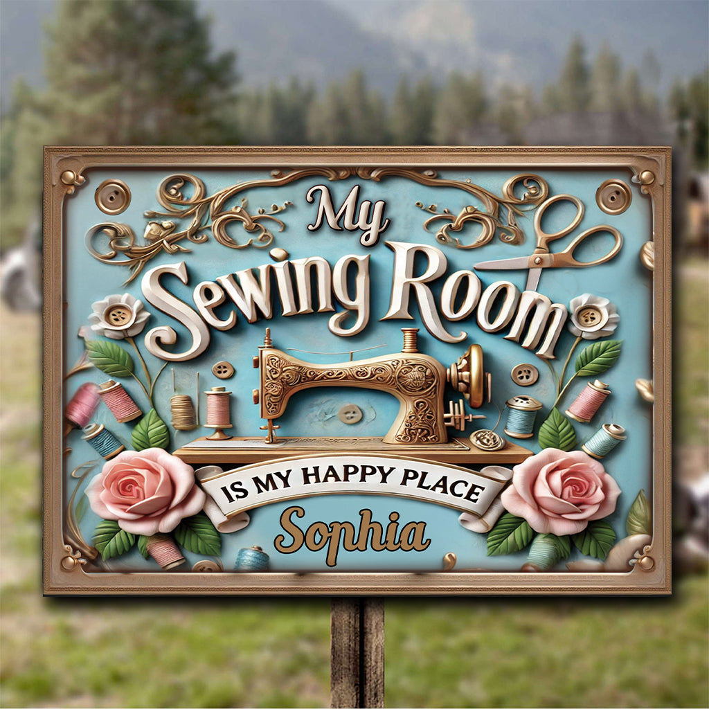 My Sewing Room - Personalized Sewing Rectangle Metal Sign
