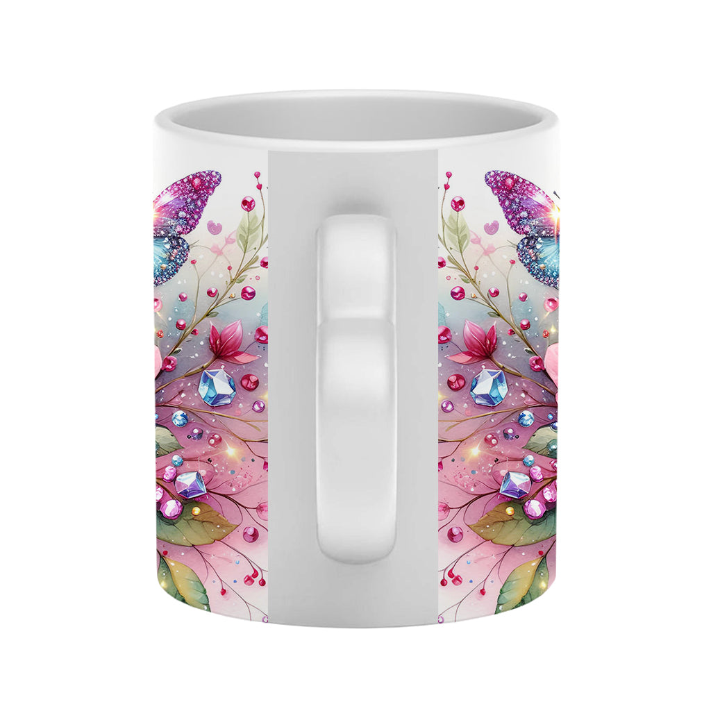 Sparkle Butterfly - Personalized Butterfly Heart Handle Mug