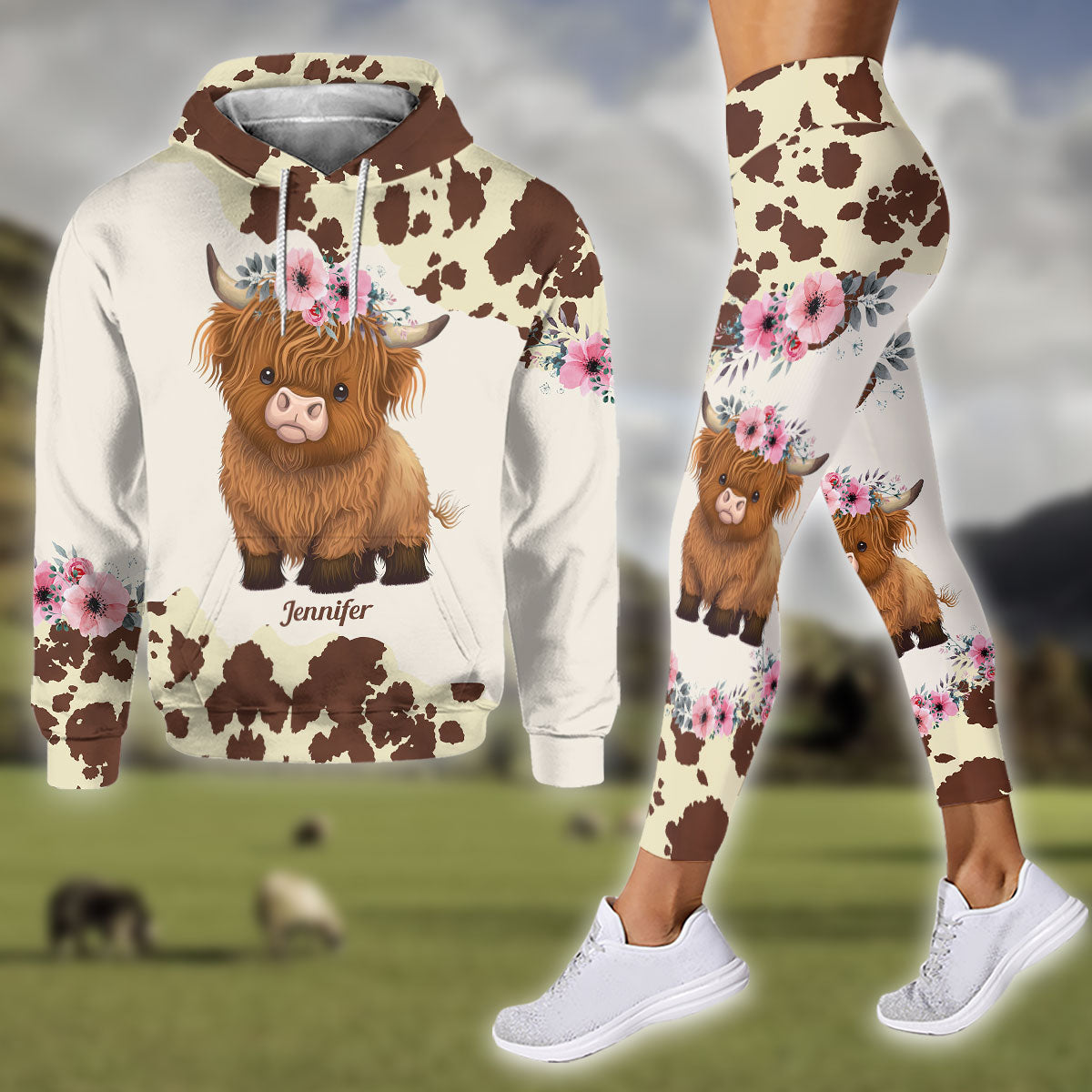 Just A Girl Who Loves Highland Cow - Personalized Highland Cow Hoodie and Leggings