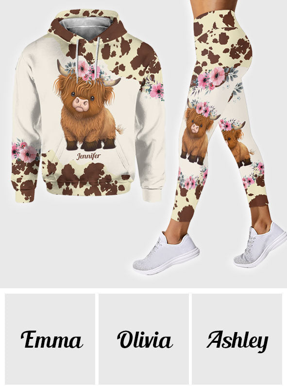 Just A Girl Who Loves Highland Cow - Personalized Highland Cow Hoodie and Leggings