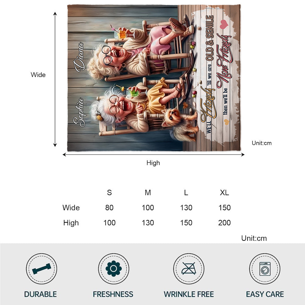 Let's Be Friends Til We Re Old And Bonkers - Personalized Bestie Blanket