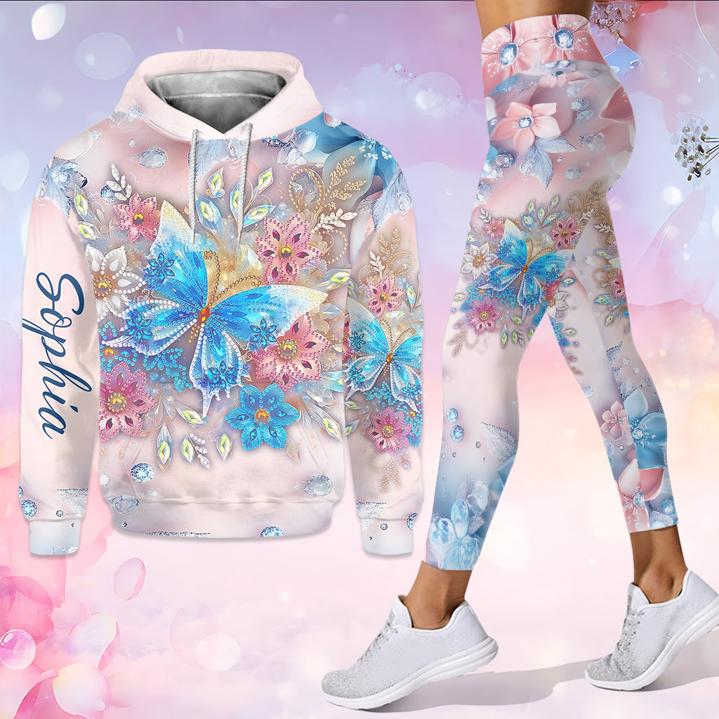 Butterfly & Flower - Personalized Butterfly Hoodie and Leggings