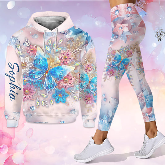 Butterfly & Flower - Personalized Butterfly Hoodie and Leggings