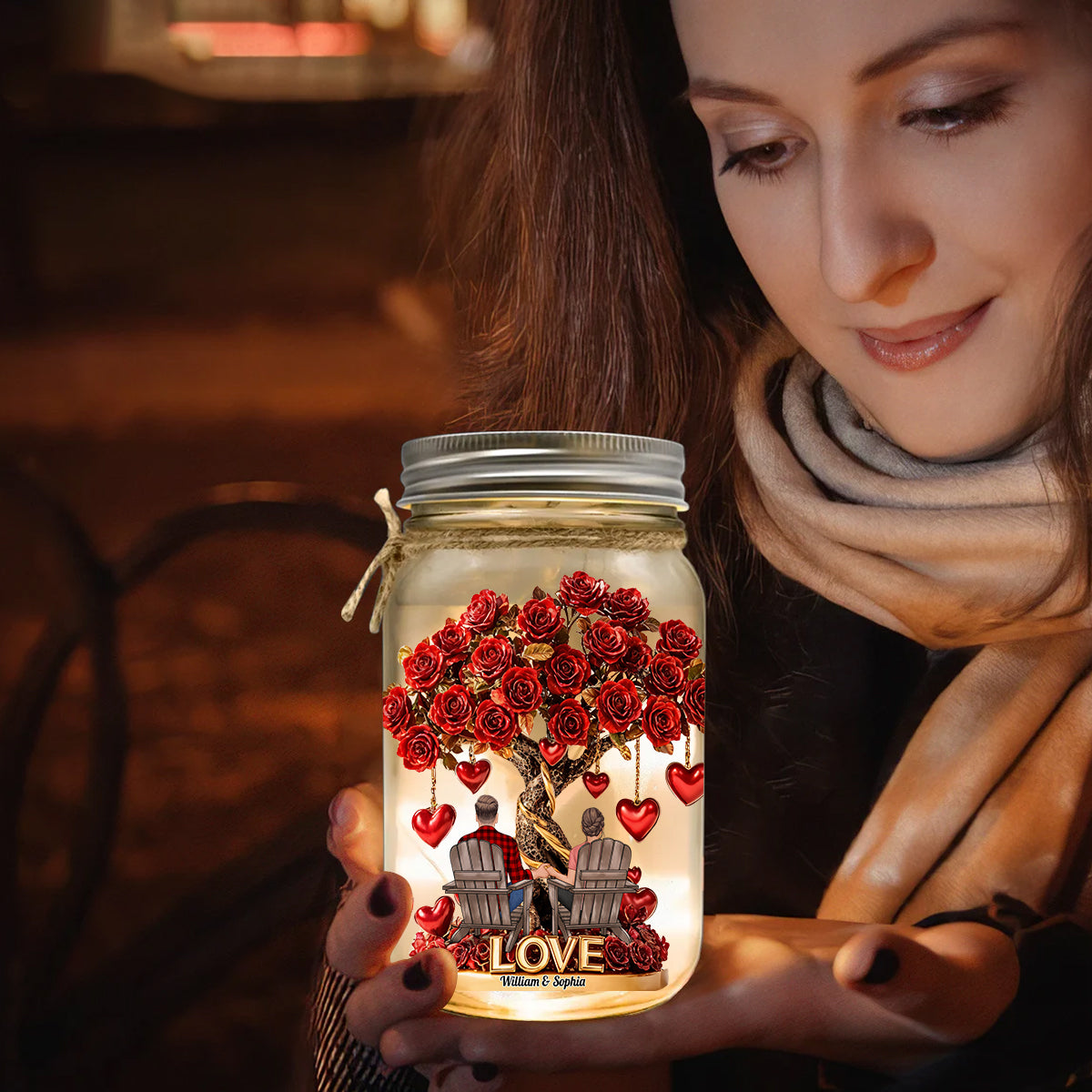 True Love - Personalized Couple Mason Jar Light
