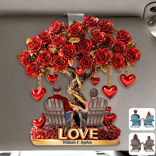 True Love - Personalized Couple Shaped Car Visor Clip
