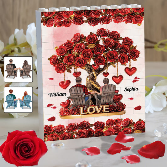 Tree of Love - Personalized Couple One-sided Vertical Rectangle Building Brick Blocks