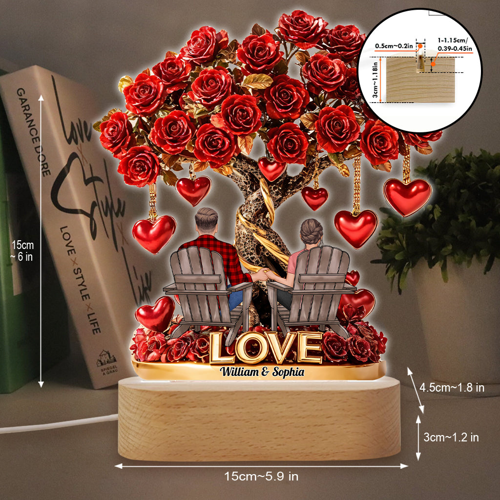 Tree of Love - Personalized Couple Shaped Plaque Light Base