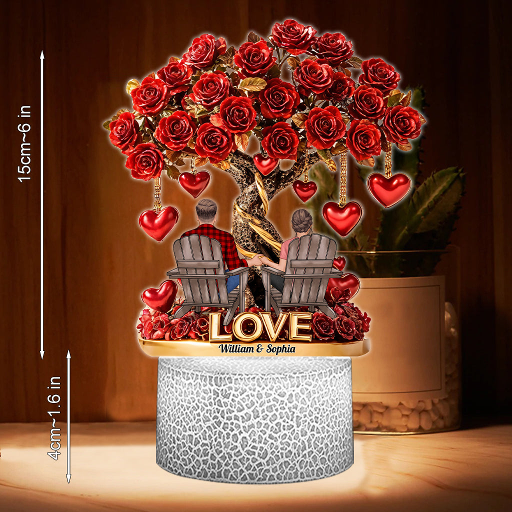 Tree of Love - Personalized Couple Shaped Plaque Light Base