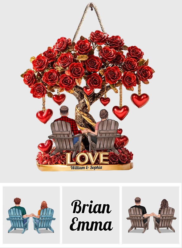 Tree of Love - Personalized Couple Custom Shaped Wood Sign