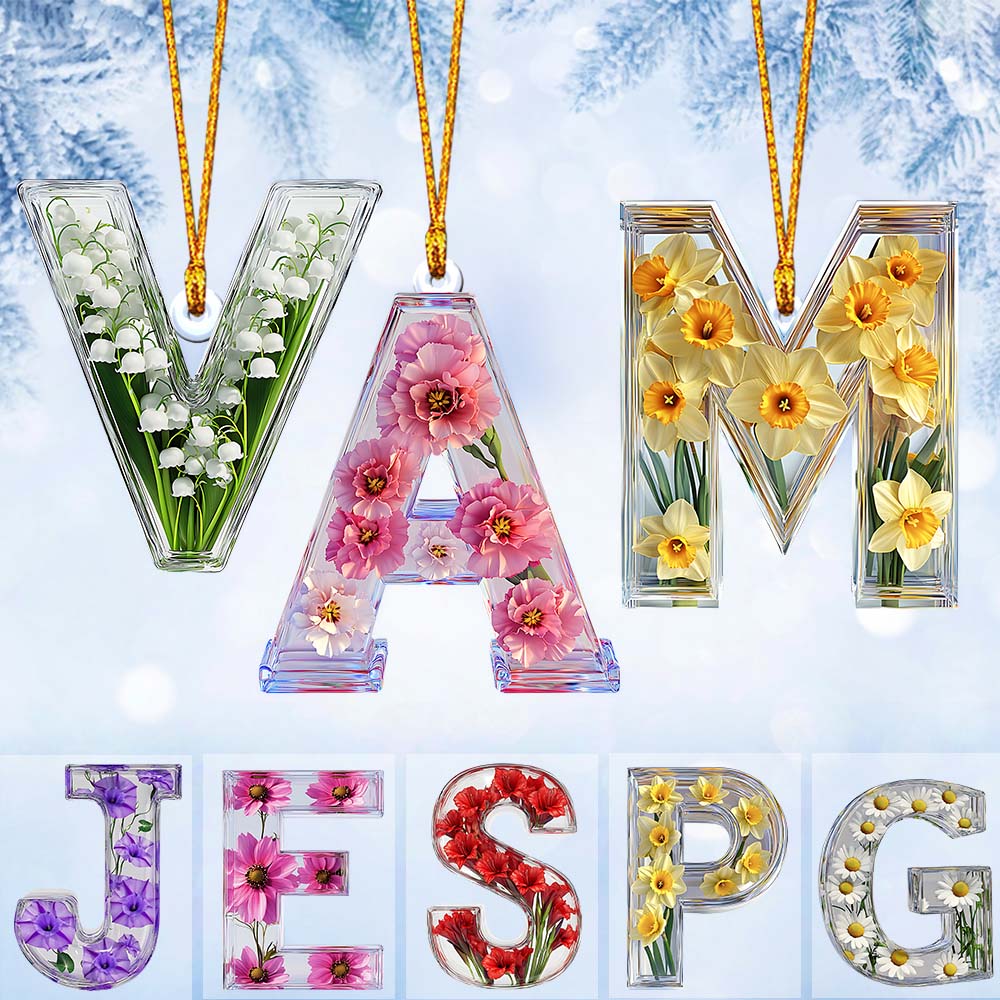 Beautiful Floral Letter - Personalized Bestie Custom Shaped Ornament