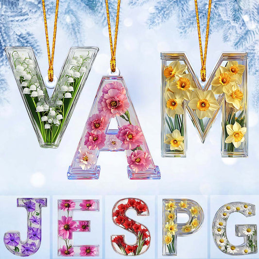 Beautiful Floral Letter - Personalized Bestie Custom Shaped Ornament