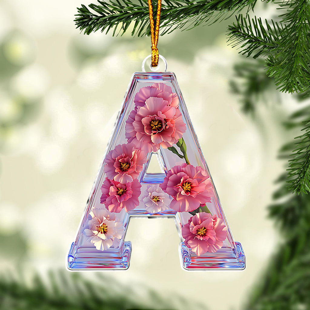 Beautiful Floral Letter - Personalized Bestie Custom Shaped Ornament