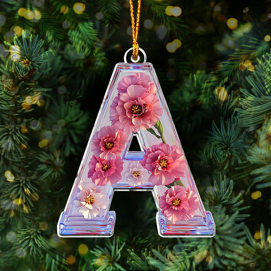 Beautiful Floral Letter - Personalized Bestie Custom Shaped Ornament
