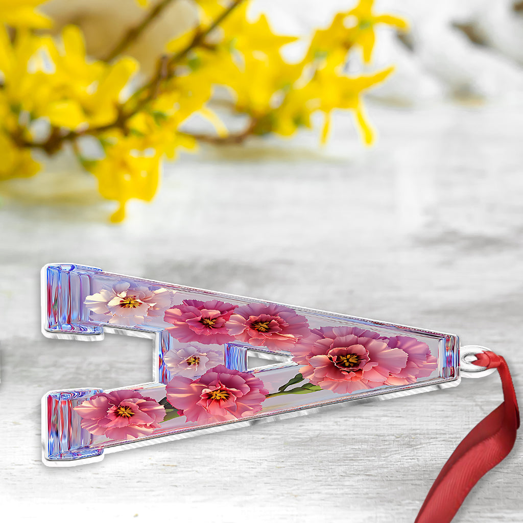 Beautiful Floral Letter - Personalized Bestie Custom Shaped Ornament