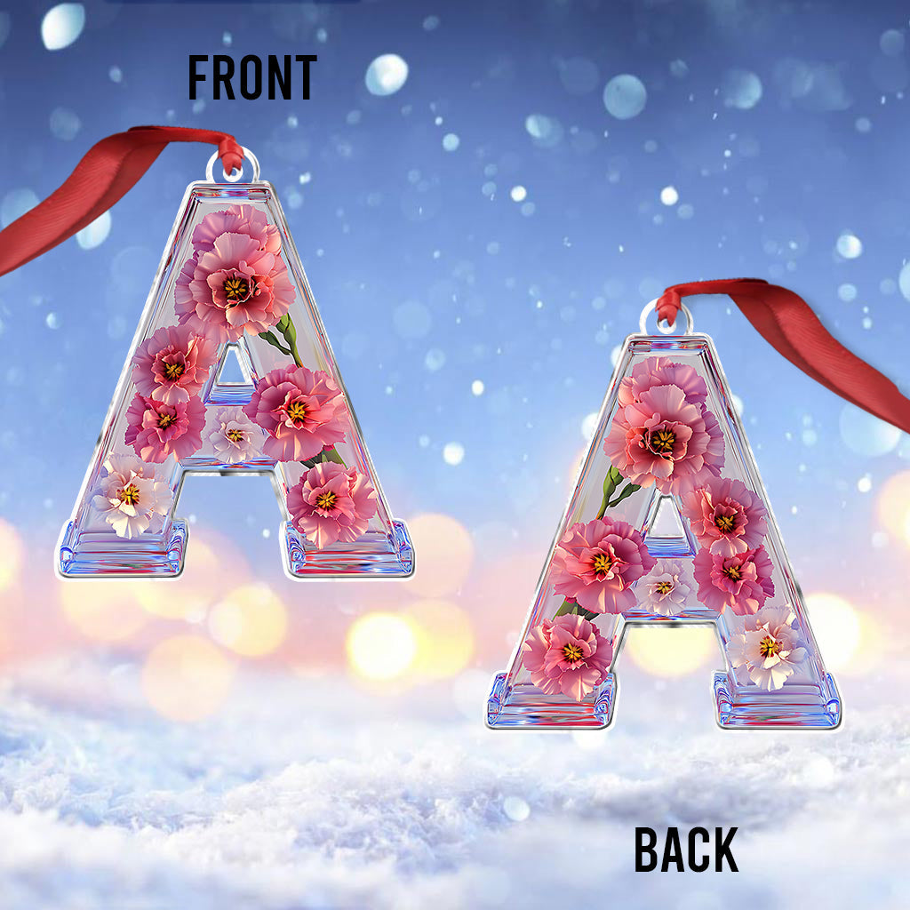 Beautiful Floral Letter - Personalized Bestie Custom Shaped Ornament