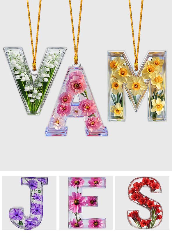 Beautiful Floral Letter - Personalized Bestie Custom Shaped Ornament