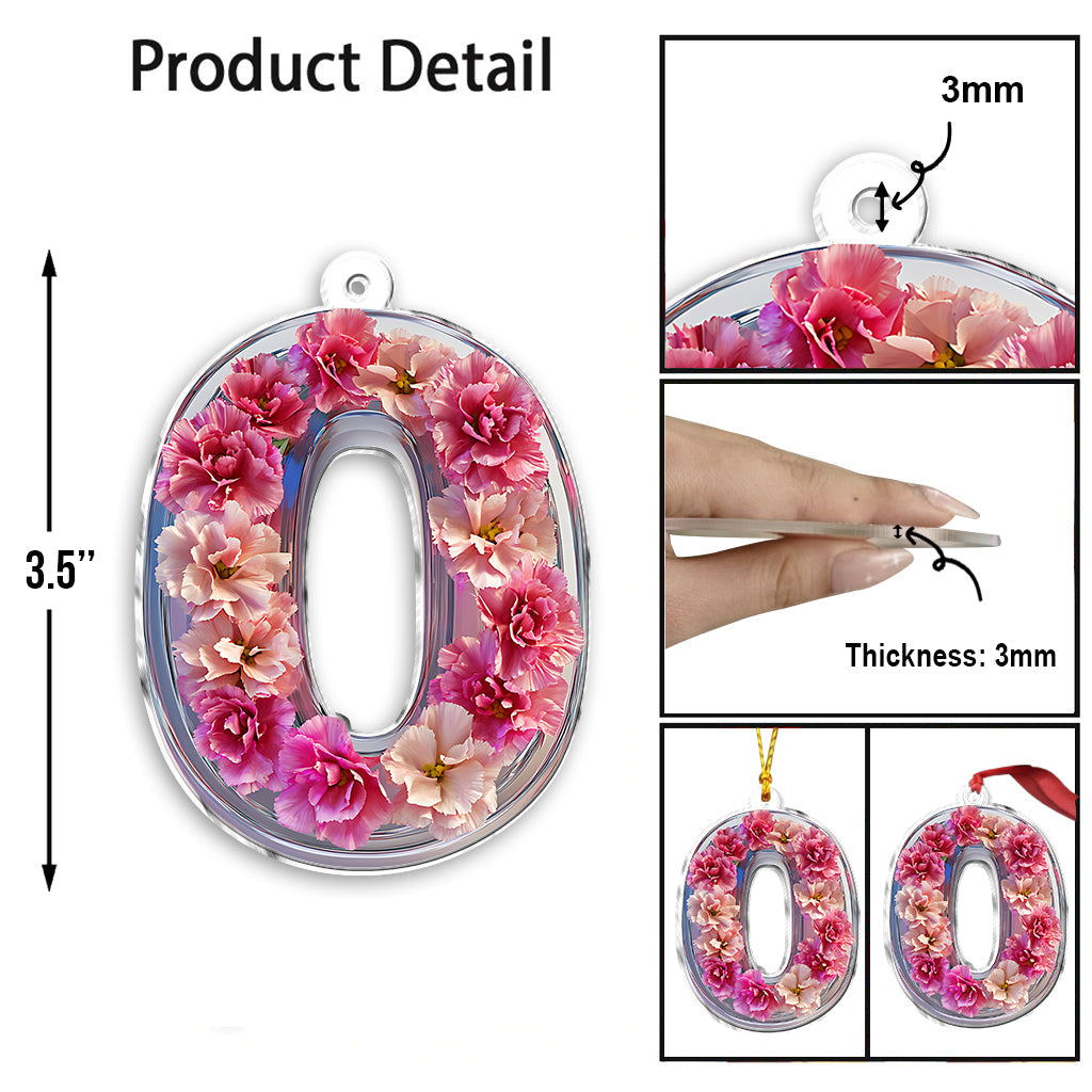 Beautiful Floral Letter - Personalized Mother Custom Shaped Ornament