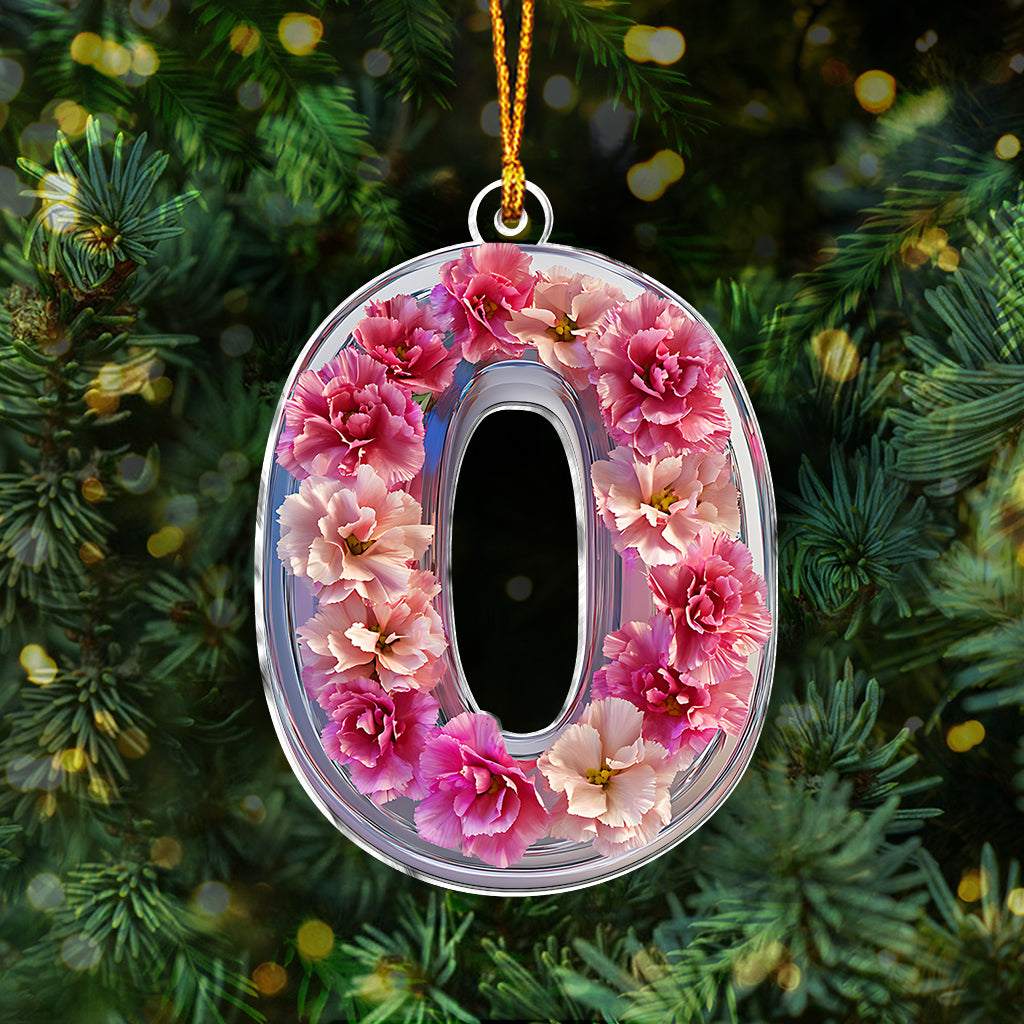 Beautiful Floral Letter - Personalized Mother Custom Shaped Ornament