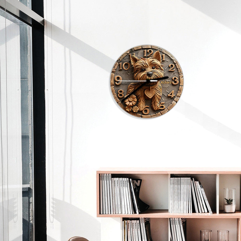 Cute Yorkshire Terrier - Personalized Yorkshire Terriers Wall Clock