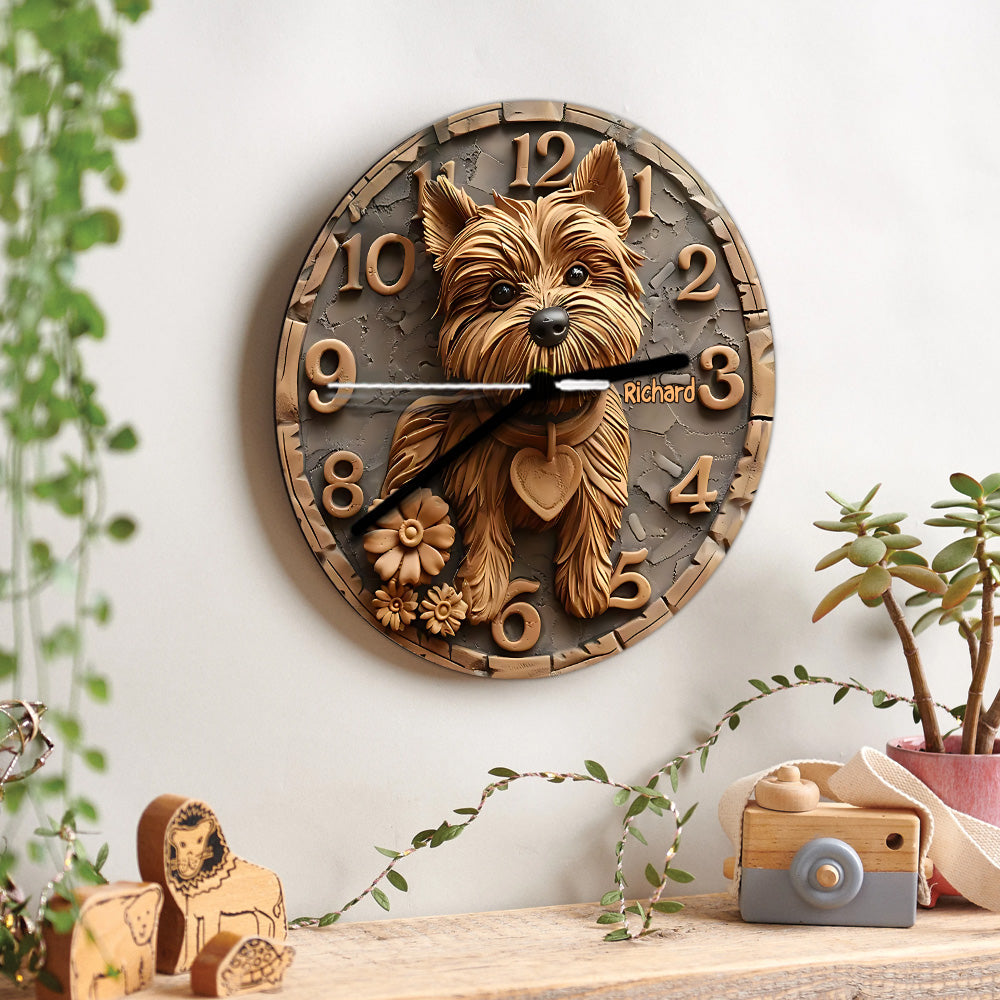Cute Yorkshire Terrier - Personalized Yorkshire Terriers Wall Clock