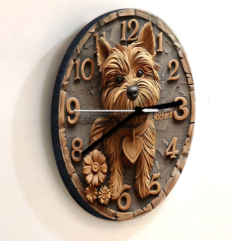 Cute Yorkshire Terrier - Personalized Yorkshire Terriers Wall Clock